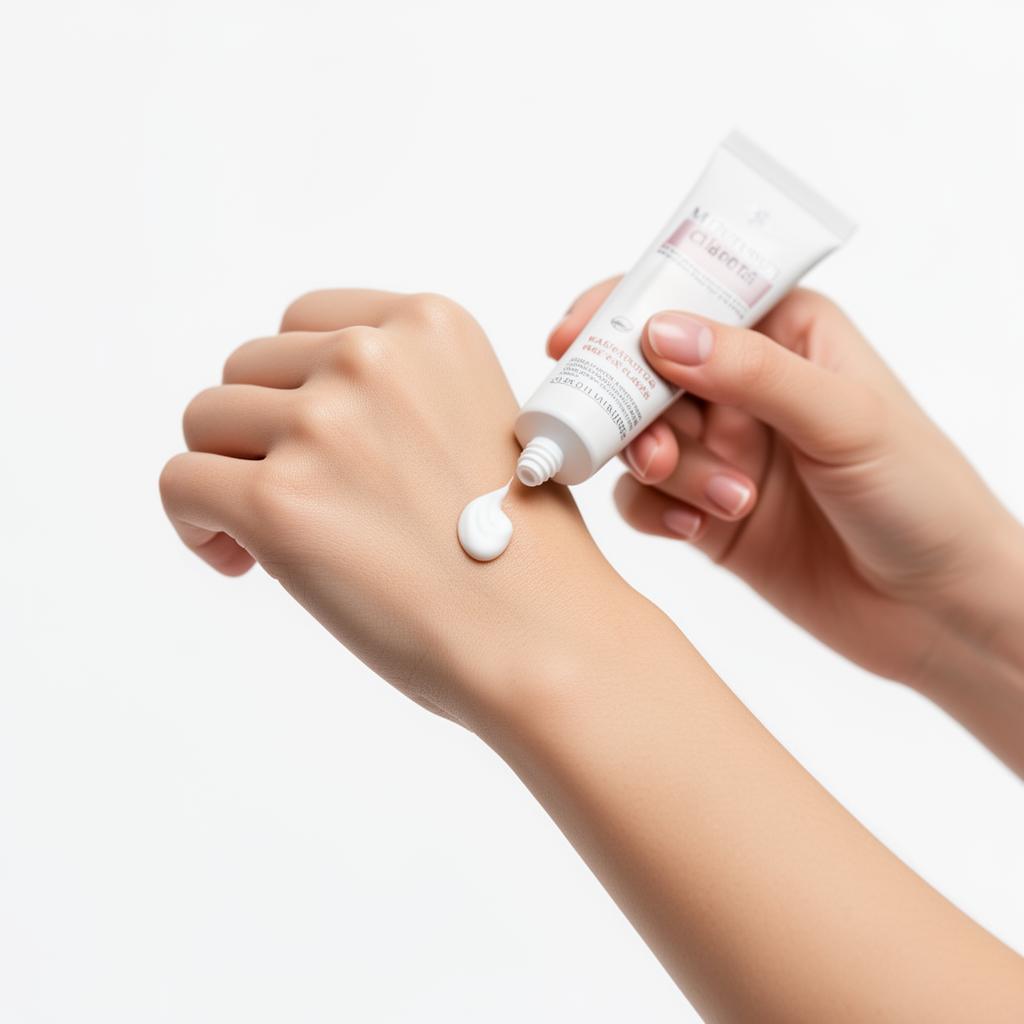 Woman applying testosterone cream