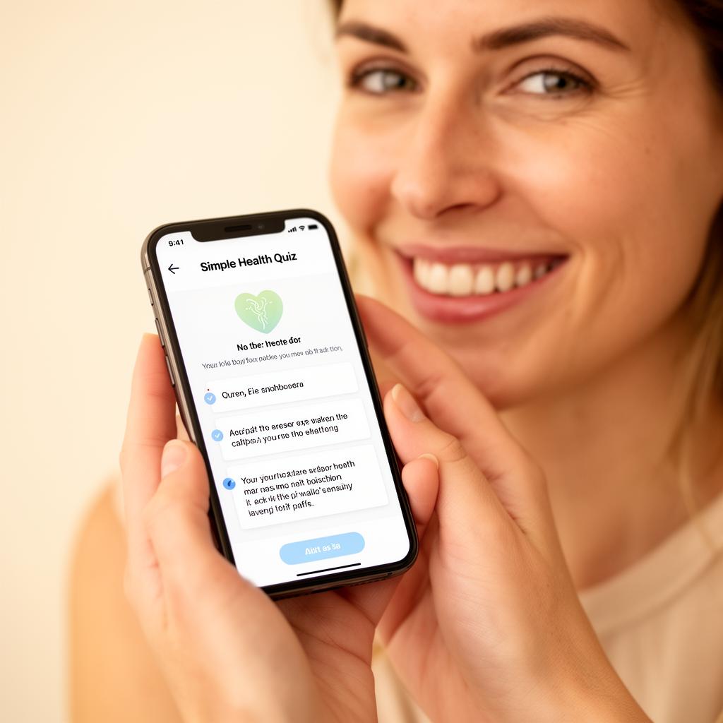 Patient completing online health assessment questionnaire on tablet
