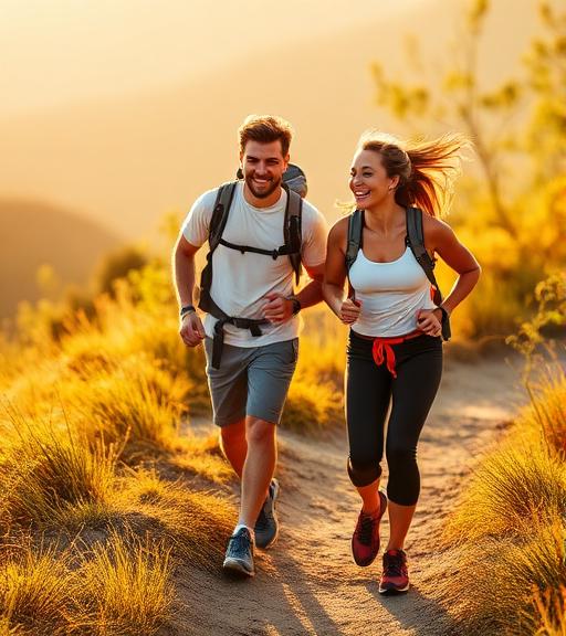 Couple hiking on a scenic trail